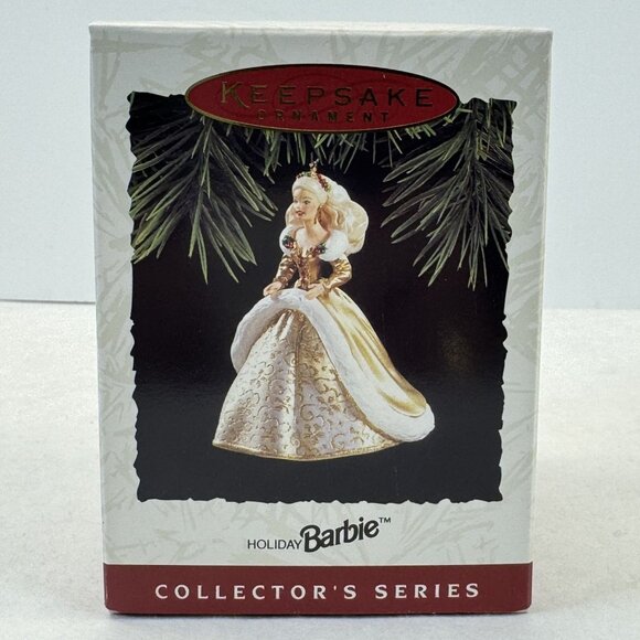 Vintage 1994 Hallmark Holiday Barbie Keepsake Ornament Second Edition Gold - Picture 1 of 16